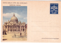 1950-Vaticano Cartolina Postale L.20 Blu "Piazza" Cat.Filagrano C10 - Entiers Postaux