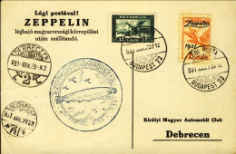 1931-Ungheria Hungary Magyar Crociera Zeppelin In Ungheria, Cartolina Affr. Con  - Hungría