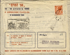 1959-busta Lanciata Con Palloncino Da Salsomaggiore Terme Il 10 Ottobre E Risped - Poste Aérienne