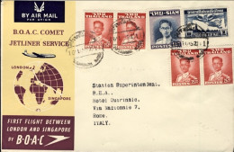 1952-Thailandia Cat.Pellegrini N.515 Euro 230, I^volo BOAC Bangkok Roma Del 16 O - Thaïlande