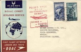 1953-catalogo Pellegrini N.537 Euro190, I^volo BOAC Roma Manila Del 3 Aprile - Airmail