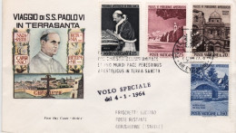 Vaticano-1964 I^volo Di S.S. Paolo VI Vaticano Amman Posta Proseguita Per Gerusa - Luchtpost
