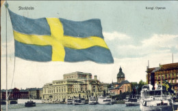 1912-Svezia Stockholm Kongl. Operan Cartolina Diretta A Brescia Con Raro Erinnof - Schweden