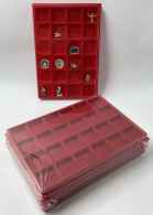 LOT 2 BOX - COLLECTEURS - PLATEAUX VELOURS AVEC COUVERCLE - 24 CASES POUR DIVERS - FEVES - MINERAUX - LEGO ETC. - Other & Unclassified