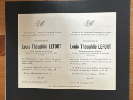 Rector Kath. Univ Leuven KUL U Gebed Monseigneur Louis Theophile Leflort *1879 Orchimont +1959 Louvain Petit-Fays Prelat - Todesanzeige