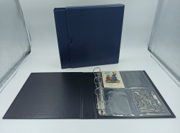 CLASSEUR ALBUM BLEU FORMAT A4 + BOX + 25 FEUILLES TRANSPARENTES POUR RANGER 100 OU 200 CPA - Unclassified