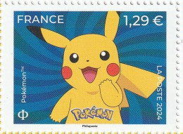 Timbre BD Pokémon La Poste 2024 (Pikachu Tajiri Satoshi... - Andere & Zonder Classificatie