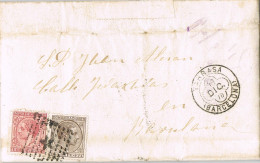 54835. Carta Entera ULLASTRELL (Barcelona) 1879. Fechador Trebol De Tarrasa. Alfonso XII E Impuesto Guerra - Cartas & Documentos