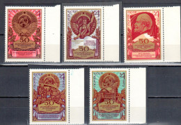 Russia USSR 1972, Sc#4018-4022, Mi#4053-4057, 50th Anniv Of USSR. MNH. - Unused Stamps