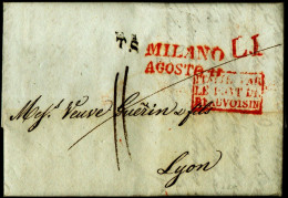Italy 1834 From Milano To Lyon, LT & TS Transit Lombardia & Sardinia To French Entry At Pont De Beauvoisin - ...-1850 Préphilatélie