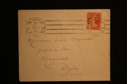 FRANCE LETTRE PARIS XIV AV D'ORLEANS POUR MEYRUEIS (LOZERE) AVEC N°147 SEMEUSE CROIX ROUGE DU 21.10.1916 - Lettres & Documents