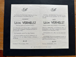 Rector Kath. Univ Leuven KUL U Gebed Monsieur Leon Verhelst *1872 Diksmuide +1955 St.-Joost-ten-Node Prof Fac. Wetenscha - Overlijden