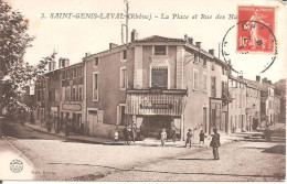 SAINT-GENIS-LAVAL (69) La Place Et La Rue Des Halles En 1917 - Other & Unclassified