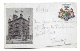 Postcard Canada Toronto Temple Building Undivided Back 1903 Exposition Postmark QV Stamp - Toronto