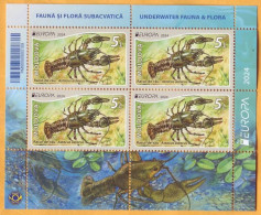 2024 Moldova H-Blatt Europa 2024. Underwater Flora And Fauna, Crayfish  Mint - Moldavië