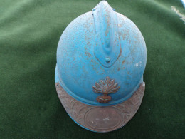 Casque Bleu Adrian Du Passerand 1914 1918 + Plaque - 1914-18