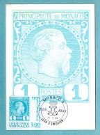 Carte Maximum Monaco 1985 - Exposition Philatélique - Centenaire Du 1er (premier) Timbre De Monaco - YT 1458 - Cartes-Maximum (CM)