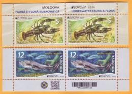 2024 Moldova Europa 2024. Underwater Flora And Fauna. Fish, Beluga, Crayfish 2x2v Mint - Moldavia
