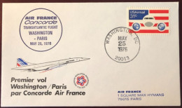 France Premier Vol - CONCORDE - Enveloppe PARIS / WASHINGTON 25.5.1976 - (W1477) - Eerste Vluchten