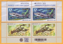 2024 Moldova Europa 2024. Underwater Flora And Fauna. Fish, Beluga, Crayfish 2x2v Mint - Moldavia