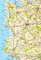 1 Map Of Danmark * 1 Ansichtskarte Mit Der Landkarte - Die Westküste Von Jütland * - Carte Geografiche