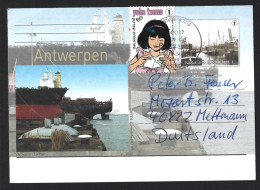 Entire Postcard Of Antwerp Harbor Pier, Belgium. Transport Ships. Gehele Ansichtkaart Van De Antwerpse Havenpier, België - Kino