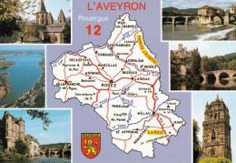 2 Map Of France * 2 Ansichtskarten Mit Der Landkarte - Département Aveyron Und Sehenswürdigkeiten - Ordnungsnummer 12 * - Maps