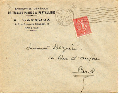 CAD PARIS 39  "  A GARROUX  T P "  Place Chopin  PARIS XVI° - Lettres & Documents