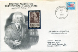 ENVELOPPE ILLUSTREE " 50th ANNIVERSARY OF WORLD WAR II " EINSTEIN ALERTS FDR TO POTENTIAL OF ATOM BOMB AUGUST 2 1939.... - 2. Weltkrieg