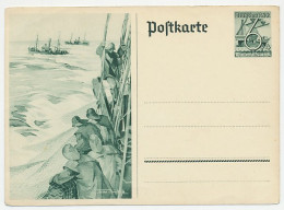 Postal Stationery Germany Fishing Boat - Fishes