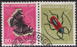 1953 Schweiz / Pro Juventute ° Zum:CH Z39, Mi:CH W25, Aus Kleinbogen JOZ41, Trauermantel + Purpur-Bockkäfer - Used Stamps