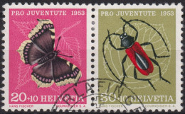 1953 Schweiz / Pro Juventute °  Zum:CH Z39, Mi:CH W25, Aus Kleinbogen JOZ41, Trauermantel + Purpur-Bockkäfer - Usati