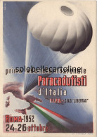 Militari Paracatudisti Prima Adunata Nazionale Paracatudisti D'italia Cartolina Militare Roma 1952 - Parachutting