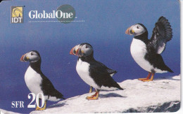 TARJETA DE SUIZA DE GLOBAL ONE DE UNOS FRAILECILLOS - PUFFIN (PAJARO-BIRD) - Suiza