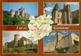 1 Map Of France * 1 Ansichtskarte Mit Der Landkarte  Département Lot-et-Garonne Und Sehenswürdigkeiten Ordnungsnummer 47 - Cartes Géographiques