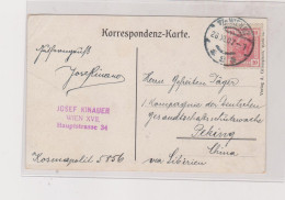 AUSTRIA  WIEN 1907 Nice Postcard To China - Briefe U. Dokumente