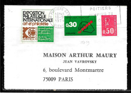 F263 - MARIANNE DE BECQUET Et N° 1719 SUR LETTRE DE POITIERS DU 18/09/74 - VIGNETTE ARPHILA 75 - Briefe U. Dokumente