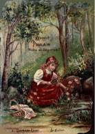 CHROMO DECOUPI EN RELIEF CHOCOLAT POULAIN LE PETIT CHAPERON ROUGE N°3 LA CUEILLETTE - Poulain