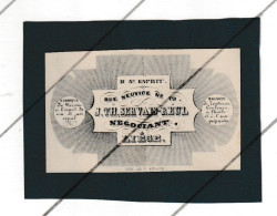 LIEGE - Carte De Visite Porcelaine - Fabrique De Vernis, Teinture,..  J. Th; SERVAIS - REUL   +/- 1850 - (Mi 13) - Visiting Cards