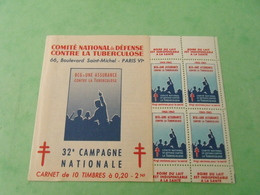 TC29 / ANTITUBERCULEUX / TUBERCULOSE / Carnet De 1962/63 - Antitubercolosi