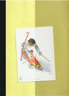 Jeux Olympiques ** Slalom Messieurs ** Les Menuires ** Aquarelle Christian Burdet - Winter Sports