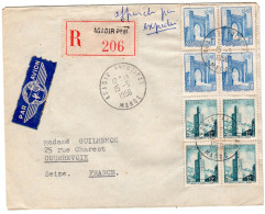 1956  Recommandé AGADIR Ppal  Envoyée à COURBEVOIE - Storia Postale