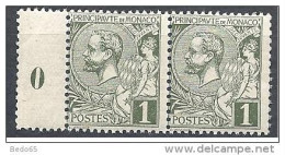 MONACO  N° 11 PAIRE AVEC MILLESIME 0 NEUF** TB - Unused Stamps
