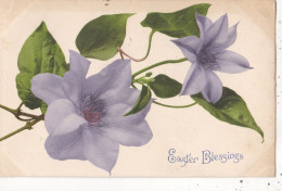 PÂQUES.. BRIGHTON (ENVOYÉ DE) . " EASTER BLESSINGS" . FLEUR CLEMATITE. ANNÉE 1909 + TEXTE - Ostern