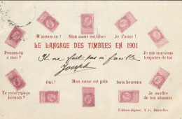 BELGIQUE : Le Langage Des Timbres En 1901. - Briefmarken (Abbildungen)