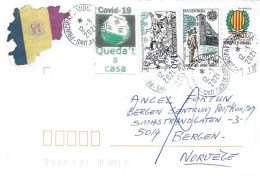 Letter To Bergen,Norway, During COVID-19 Confinement, From Andorra, Return To Sender .  2 Pics  Front & Back Cover - Brieven En Documenten