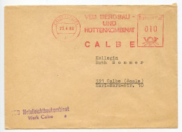 Germany, East 1969 10pf. Meter Cover; Calbe / Saale - VEB Metalleichtbaukominat; Veb Bergbau- Und Hüttenkombinat Slogan - Machines à Affranchir (EMA)