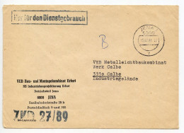 Germany, East 1984 Official Cover; Jena, VEB Bau- Und Montagekombinat Erfurt To Calbe, VEB Metalleichtbaukominat - Lettres & Documents