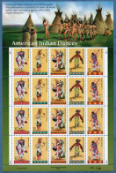 USA 1997 Native Indian Dances Sheet MNH Fancy, Butterfly, Traditional, Raven & Hoop Dances - Danza