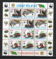 TURKMENISTAN LOCALS - LEBAP  VELAYAT -  WWF SET OF 4 IN SHEETELT OF 12  MINT NEVER HINGED - Turkménistan